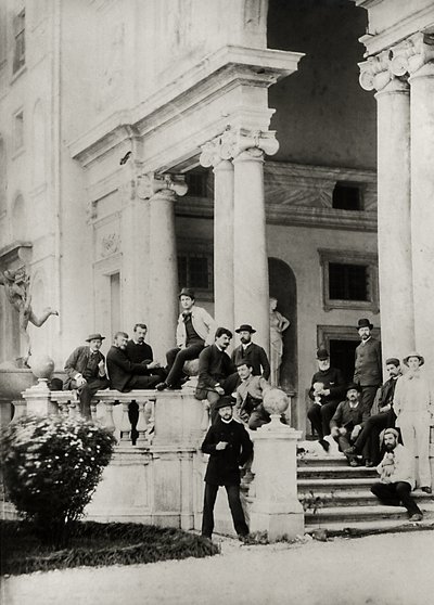Residents of Villa Medici in Rome, Photo Sent and Dedicated by Claude Debussy to His Parents, 1884-85 by French Photographer